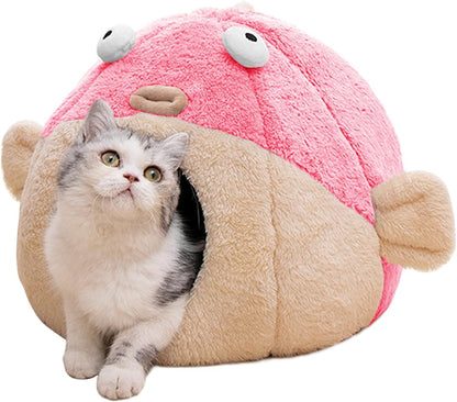 Cat Beds for Indoor Cats - Cat Bed Cave with Removable Washable Cushioned Pillow, Soft Plush