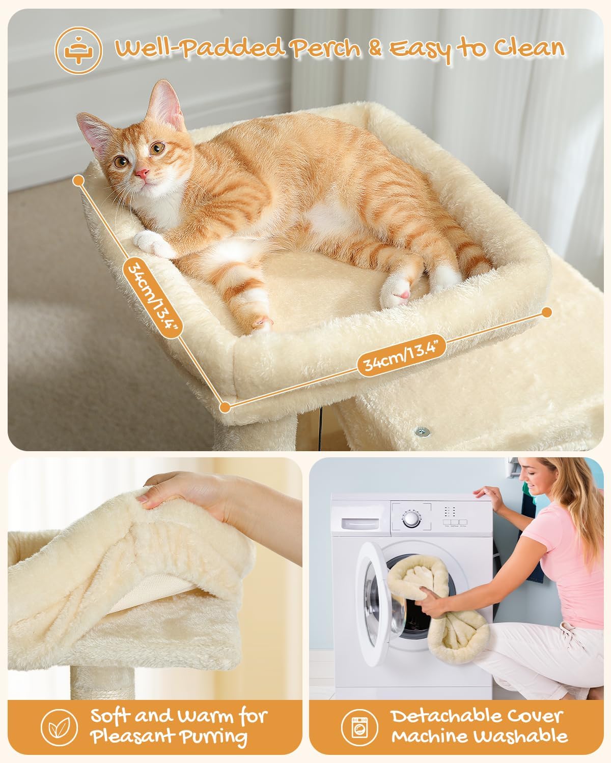 PAWZ Road Cat Tree, 30 Inches Cat Tower with Dual Condos for Indoor Cats, Plush Cat House with