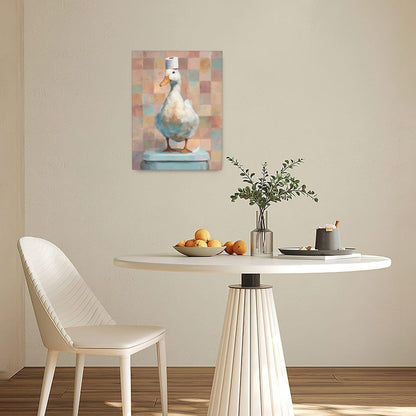 Funny Duck Bathroom Wall Art Cute Duck on Toilet Canvas Wall Decor Funny Quirky Farm Animal