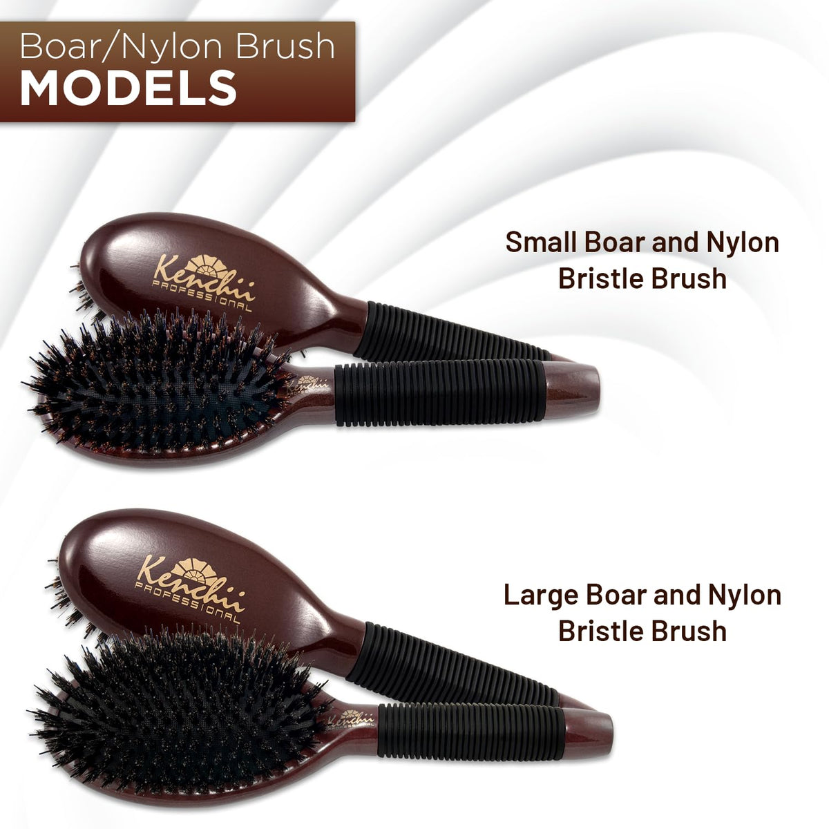 Kenchii Boar and Nylon Bristle Dog/Cat Grooming Brush with One-Piece Maple Body-Choose Size Large