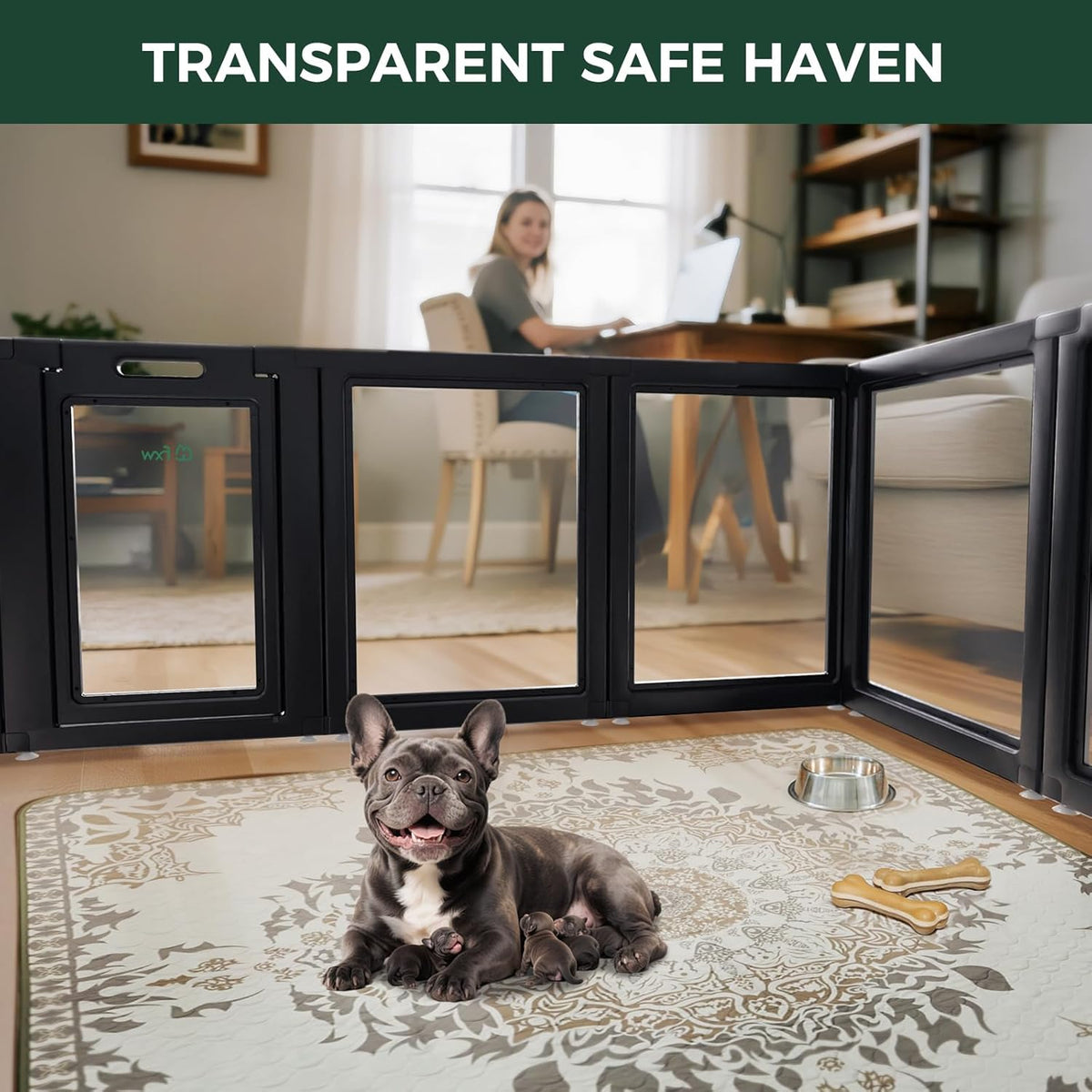 FXW AuraSpace Acrylic Indoor Unleashed Dog Playpen for Small and Medium Dogs, 30 Inch, 16 Panels