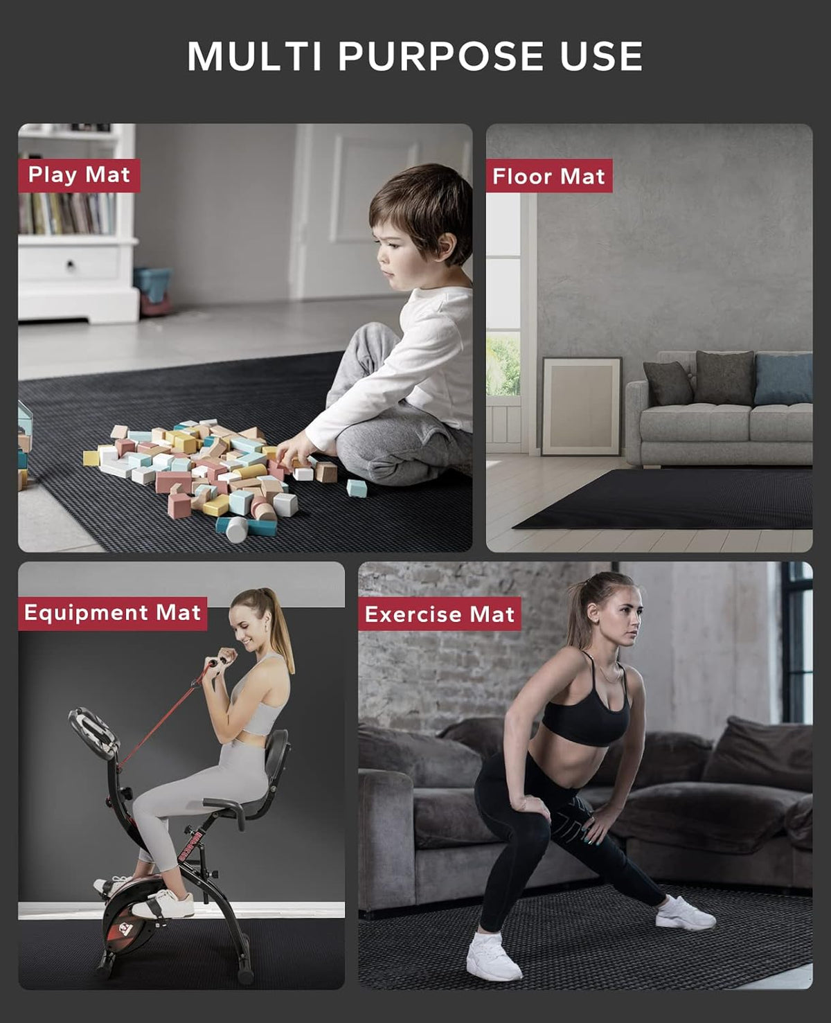 HAPBEAR Extra Large Exercise Mat-7'x5'/6'x8'/6'x9'/6'x10'/6'x12'x8mm(1/3 inch),Non-Slip, Ultra