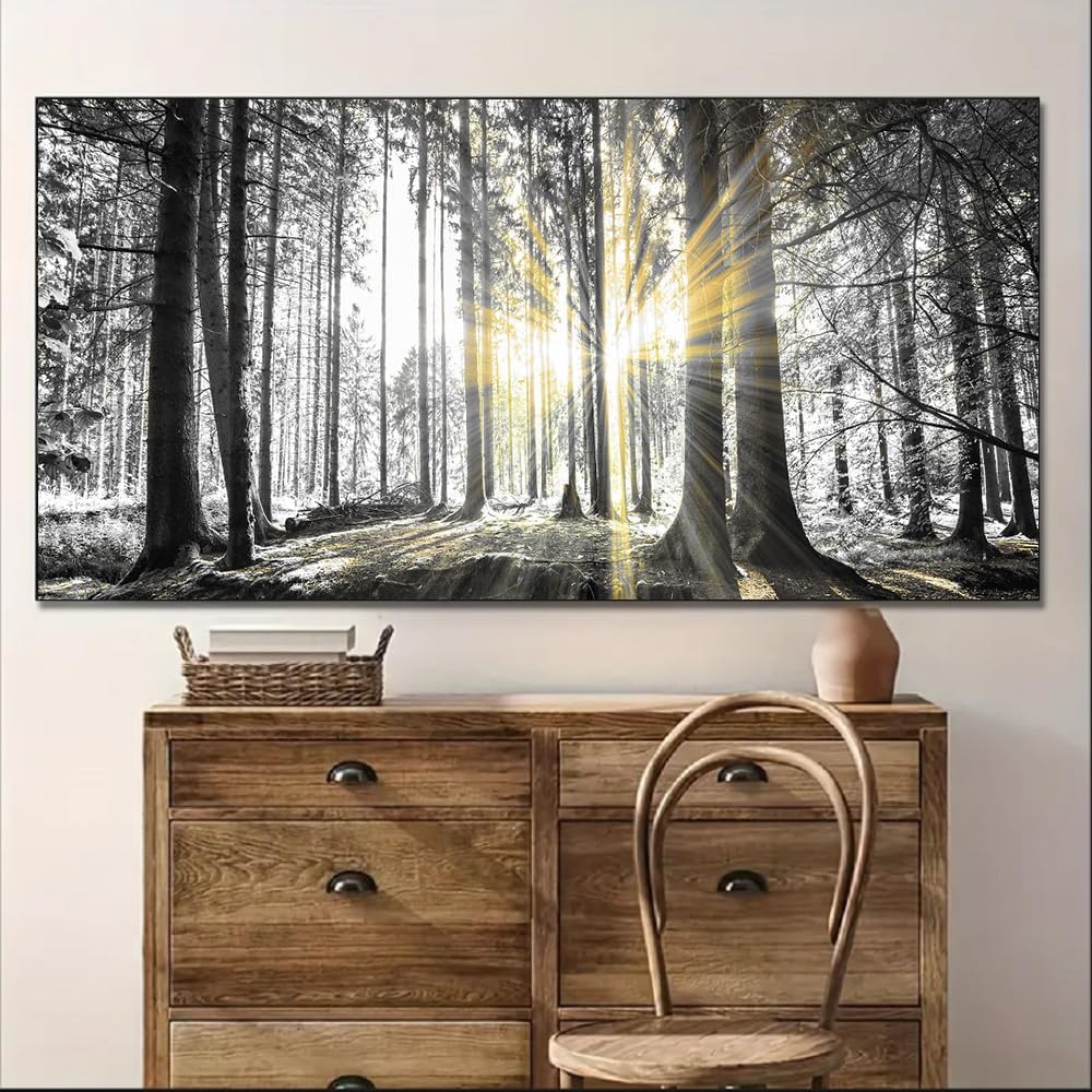 Yxbhhym-Bedroom Wall Art Decor for Living Room Large Canvas Prints Art Black and White Forest Wall