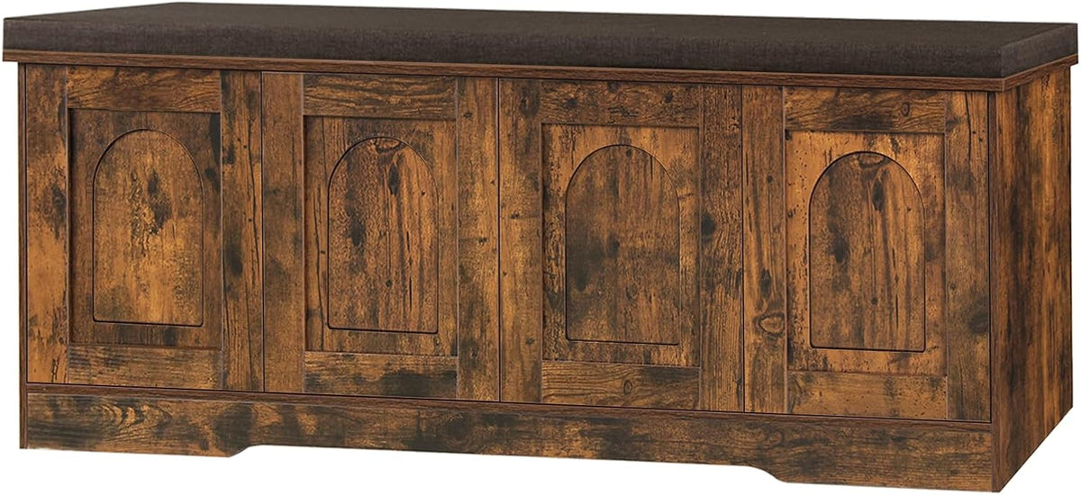 DINZI LVJ Shoe Bench, Entryway Storage Bench with Doors, Cushion, 2-Tier Shoe Rack with 8-Cubby