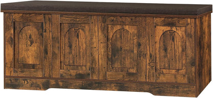 DINZI LVJ Shoe Bench, Entryway Storage Bench with Doors, Cushion, 2-Tier Shoe Rack with 8-Cubby