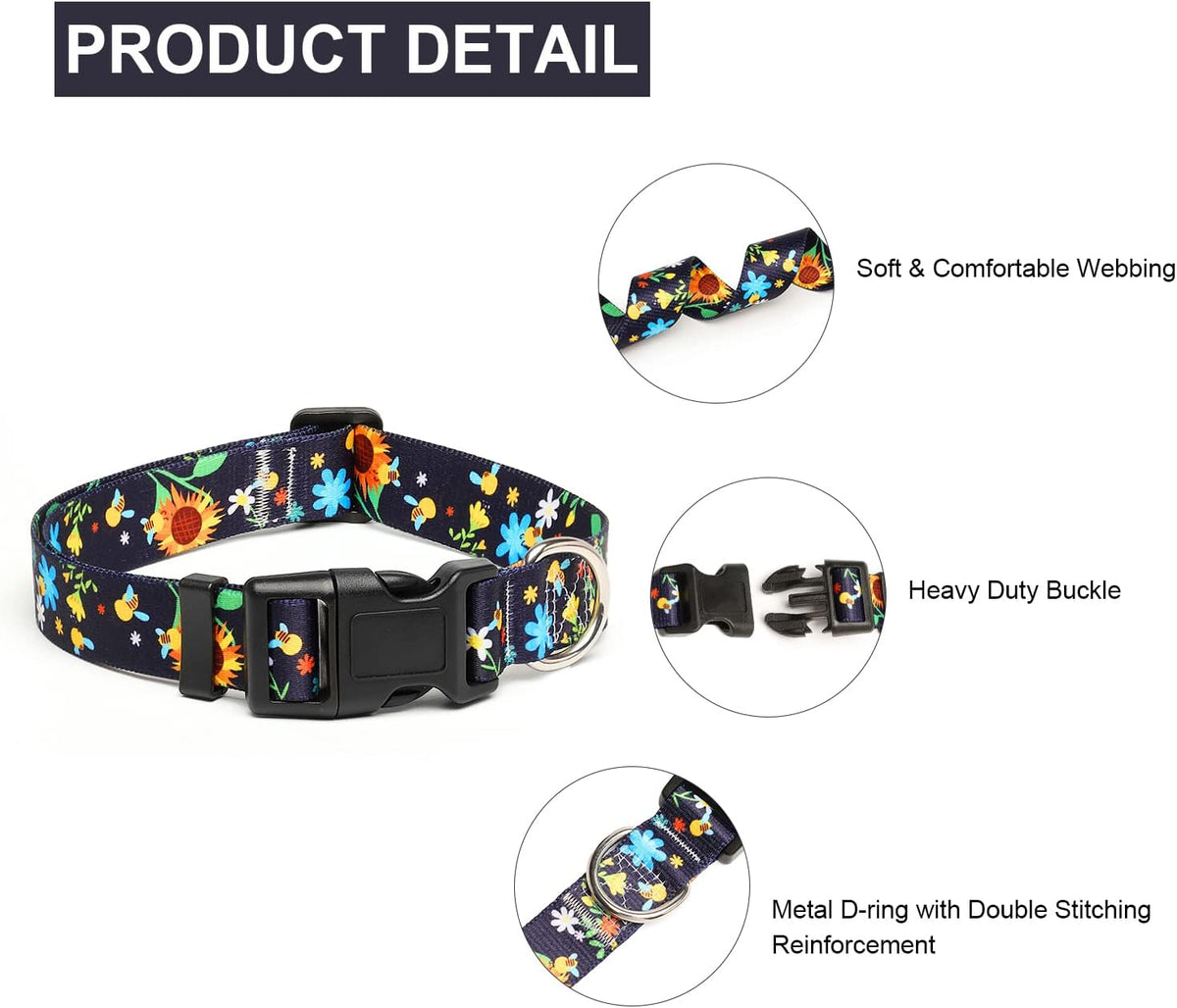 Mercano Adjustable Dog Collar - Special Design Patterns, Soft Nylon Comfortable Sturdy Pet Collar