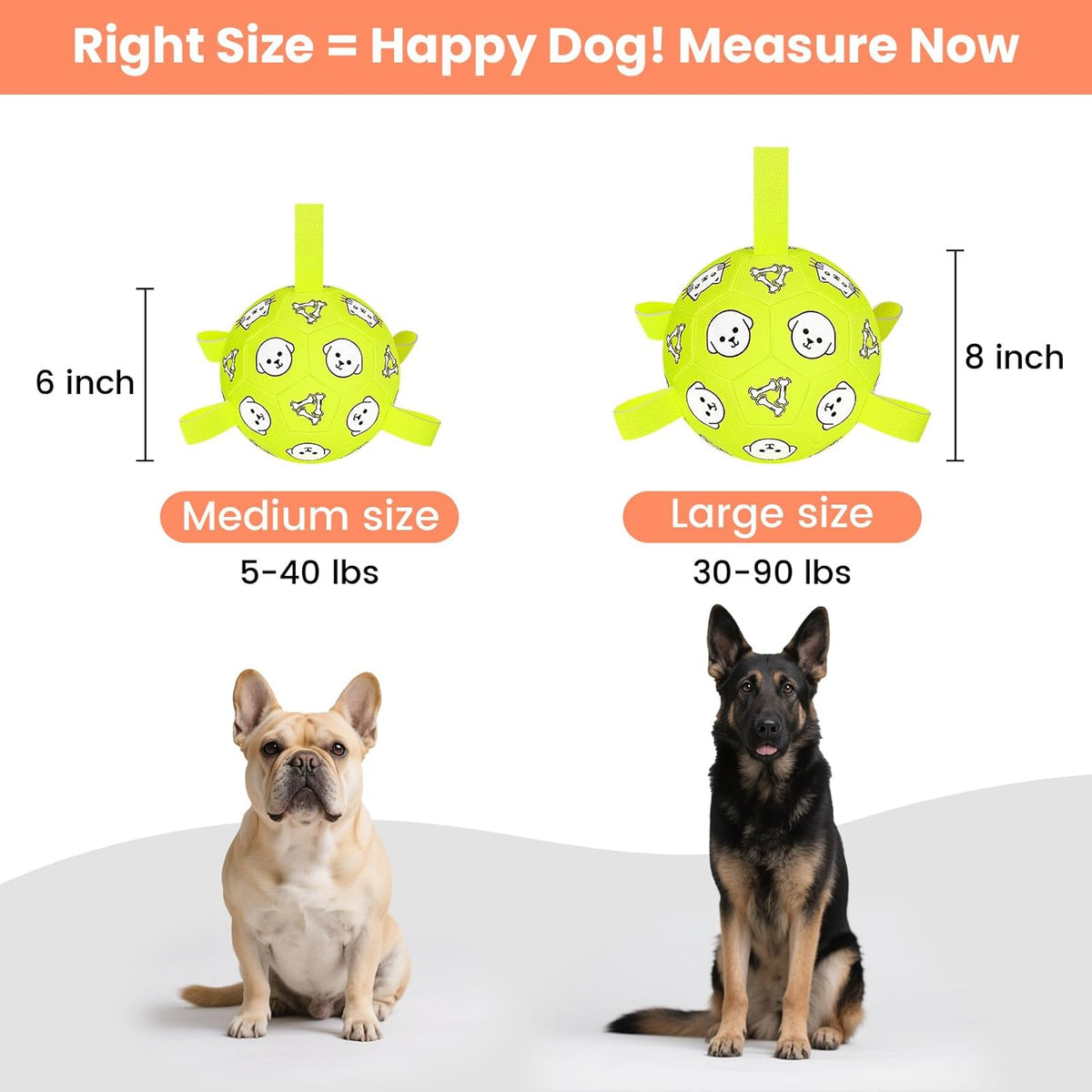 Dog Toys, Durable Dog Soccer Ball with Straps, Interactive Dog Toys, Water Fetch Ball for Tug of
