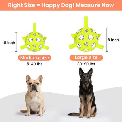 Dog Toys, Durable Dog Soccer Ball with Straps, Interactive Dog Toys, Water Fetch Ball for Tug of