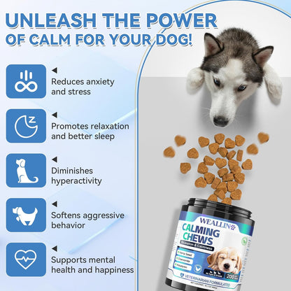 200 PCS Hemp Calming Chews for Dogs 200, Advanced Calming Treats for Dogs with Hemp Oil Melatonin
