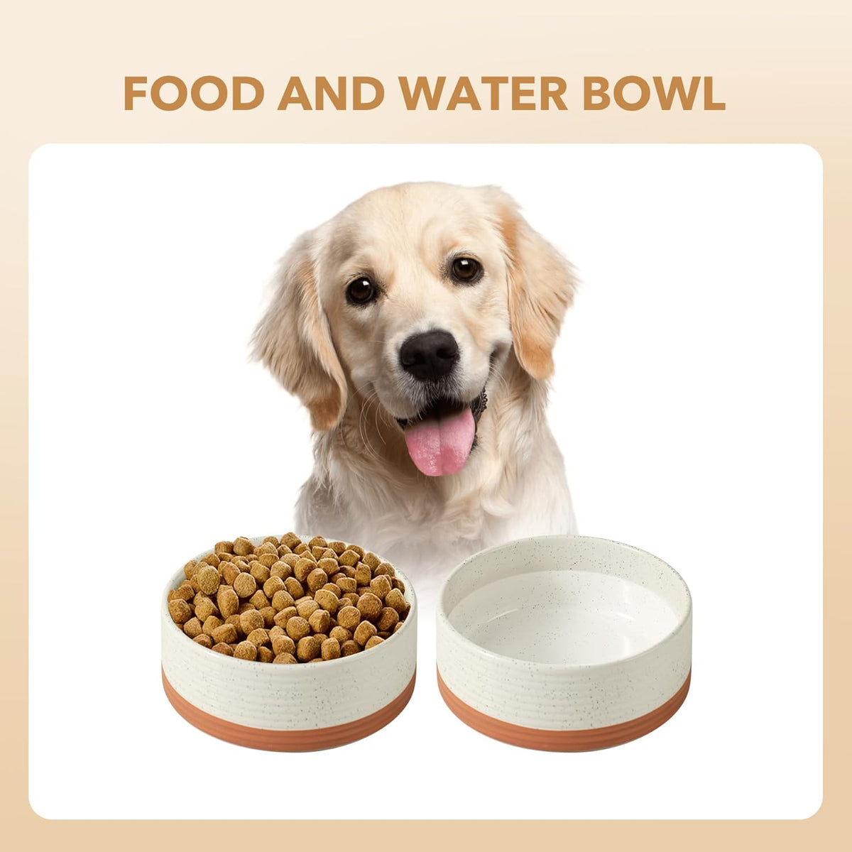 Ceramic 8.2inch Dog Bowl for Large Breed Dogs, Anti-Slip and Weighted Pet Food and Water