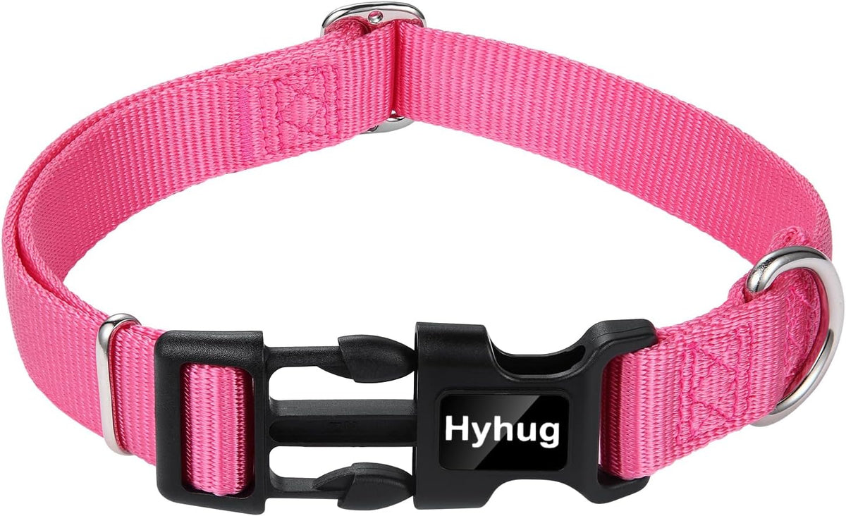 Hyhug Dog Collar with Quick Release Buckle, Nylon Adjustable Durable Cute Pet Collars for Medium