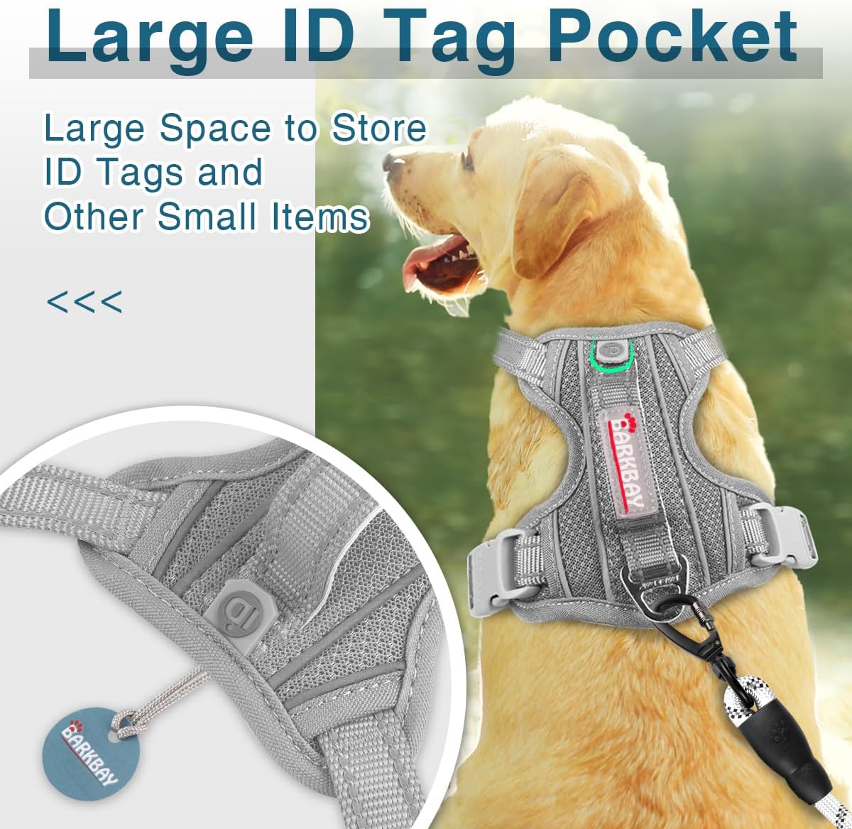 BARKBAY Dog Harness No Pull with ID Tag Pocket - Heavy Duty, Reflective, Easy Control for Large