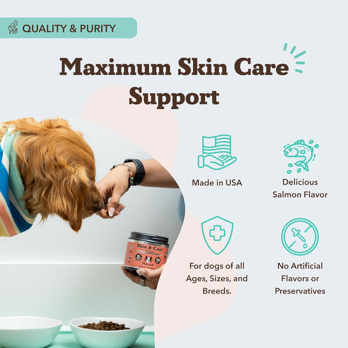 Natural Dog Company Omega Skin & Coat Chews, Vet Strength Supplement, Itchy Skin Relief, Moisture