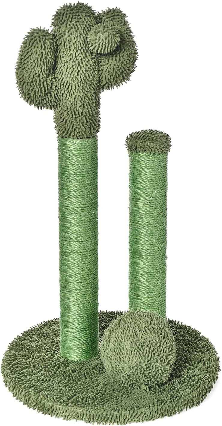 Amazon Basics Cat Scratcher - Indoor Cactus Triple Posts Cat & Kittens Scratching Post with