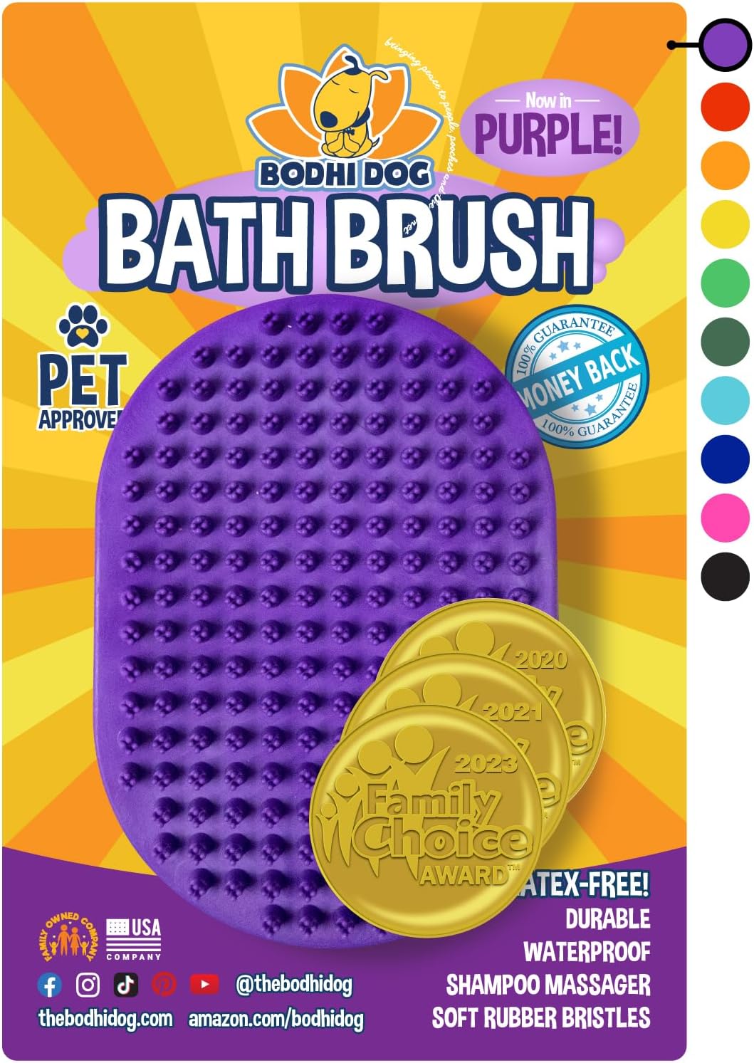 Bodhi Dog Shampoo Brush - Pet Grooming & Bath Supplies for Dogs and Cats - Bath Brush for Long &