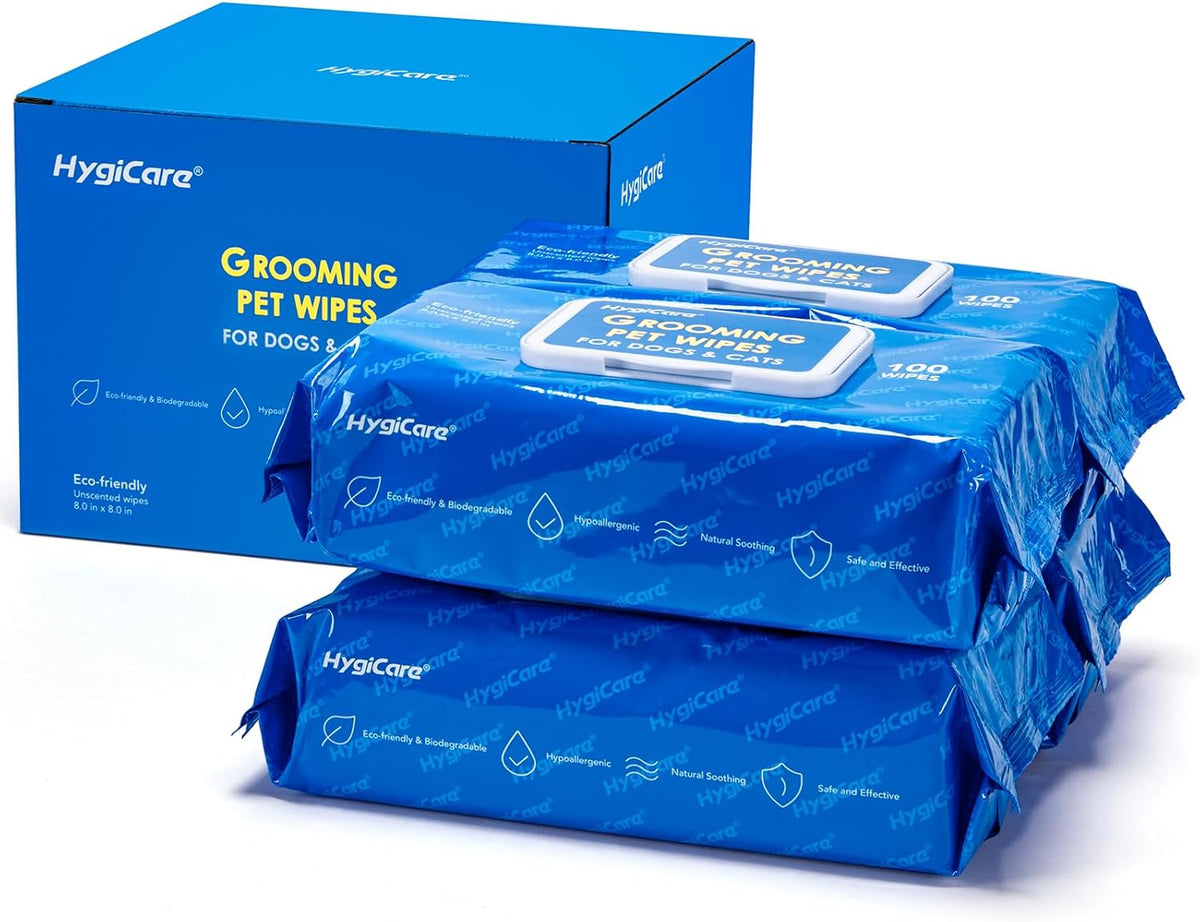 Pet Grooming Wipes for Dogs & Cats, 400 Count, 8"x8" Ultra Thick & Soft, Unscented, Hypoallergenic