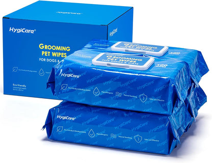 Pet Grooming Wipes for Dogs & Cats, 400 Count, 8"x8" Ultra Thick & Soft, Unscented, Hypoallergenic