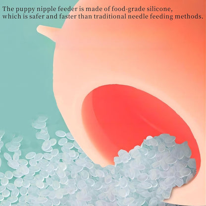 Puppy Feeder Milk Bowl, Silicone Puppy Bottle with 3 Nipples Bubble Pet Nursing Feeder for Doggie