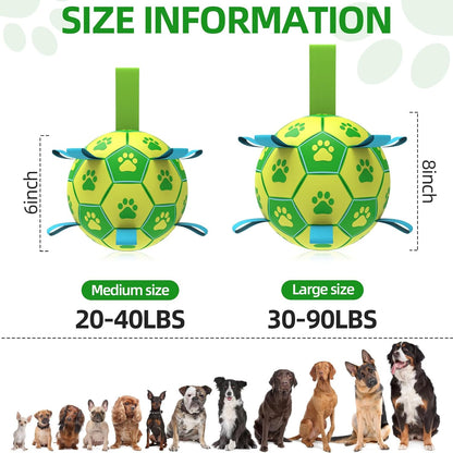 QDAN Dog Toys Soccer Ball - Durable Dog Balls with Strap for Medium Small Dogs, Puppy Birthday