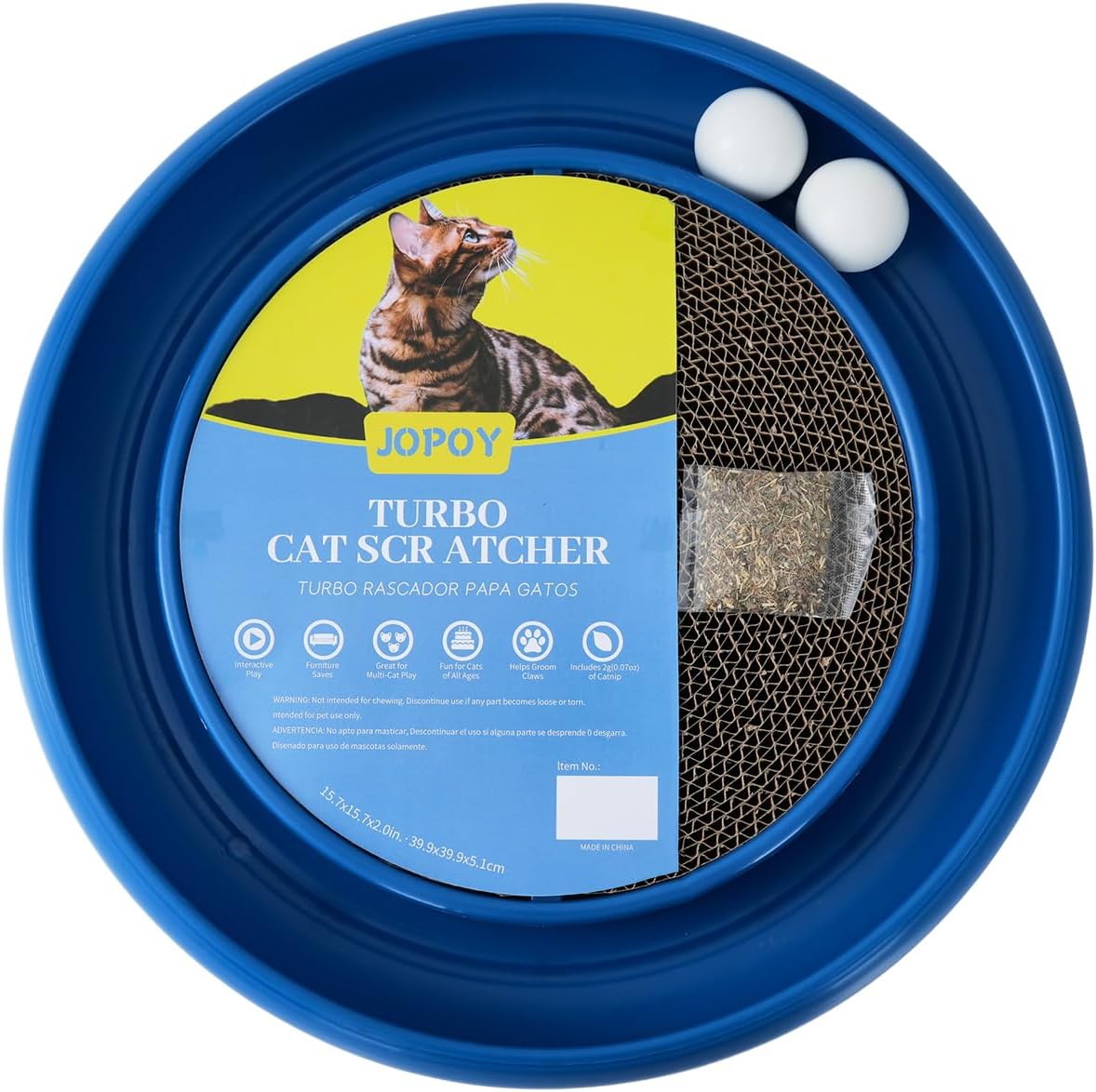Interactive Cat Scratcher with Two Rotating Balls,Durable Scratch Pad for Indoor Play,Cardboard Cat