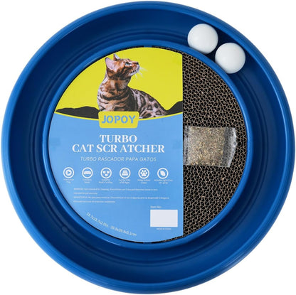 Interactive Cat Scratcher with Two Rotating Balls,Durable Scratch Pad for Indoor Play,Cardboard Cat