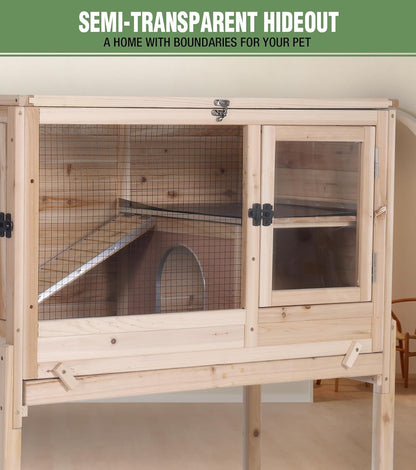 GUTINNEEN Guinea Pig Cage Rabbit Cage Indoor with Chew-Proof Edges, Clean Deep Tray, Leakproof PVC