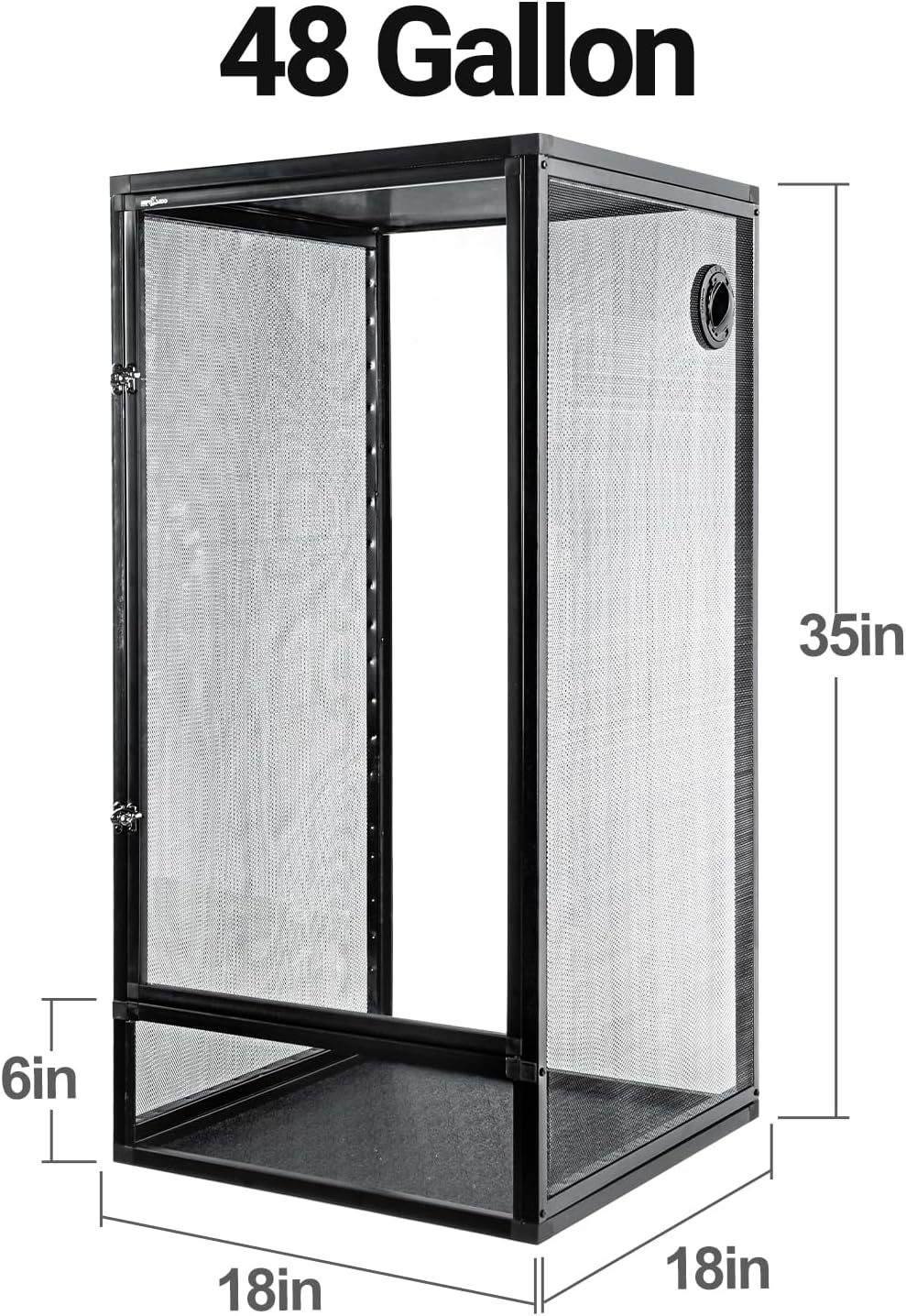 REPTI ZOO 18" x 18" x 36" Front Opening Chameleon Cage with 3-Sided Metal Mesh, 50 Gallon Screen