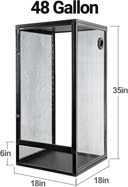 REPTI ZOO 18" x 18" x 36" Front Opening Chameleon Cage with 3-Sided Metal Mesh, 50 Gallon Screen