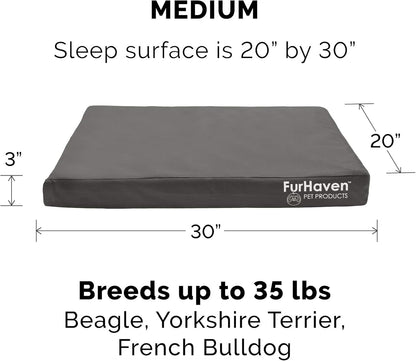 Furhaven Water-Resistant Cooling Gel Dog Bed for Medium/Small Dogs w/ Removable Washable Cover, For