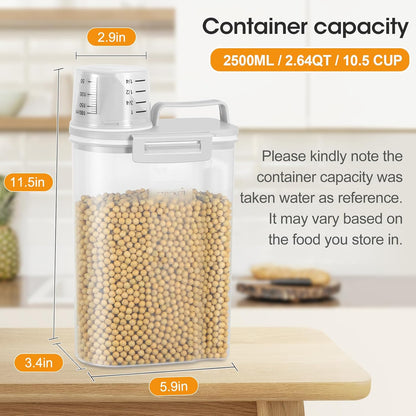 TBMax Rice Storage Container 2 Pack, Plastic Kitchen Pantry Food Storage Container with Cup, Small