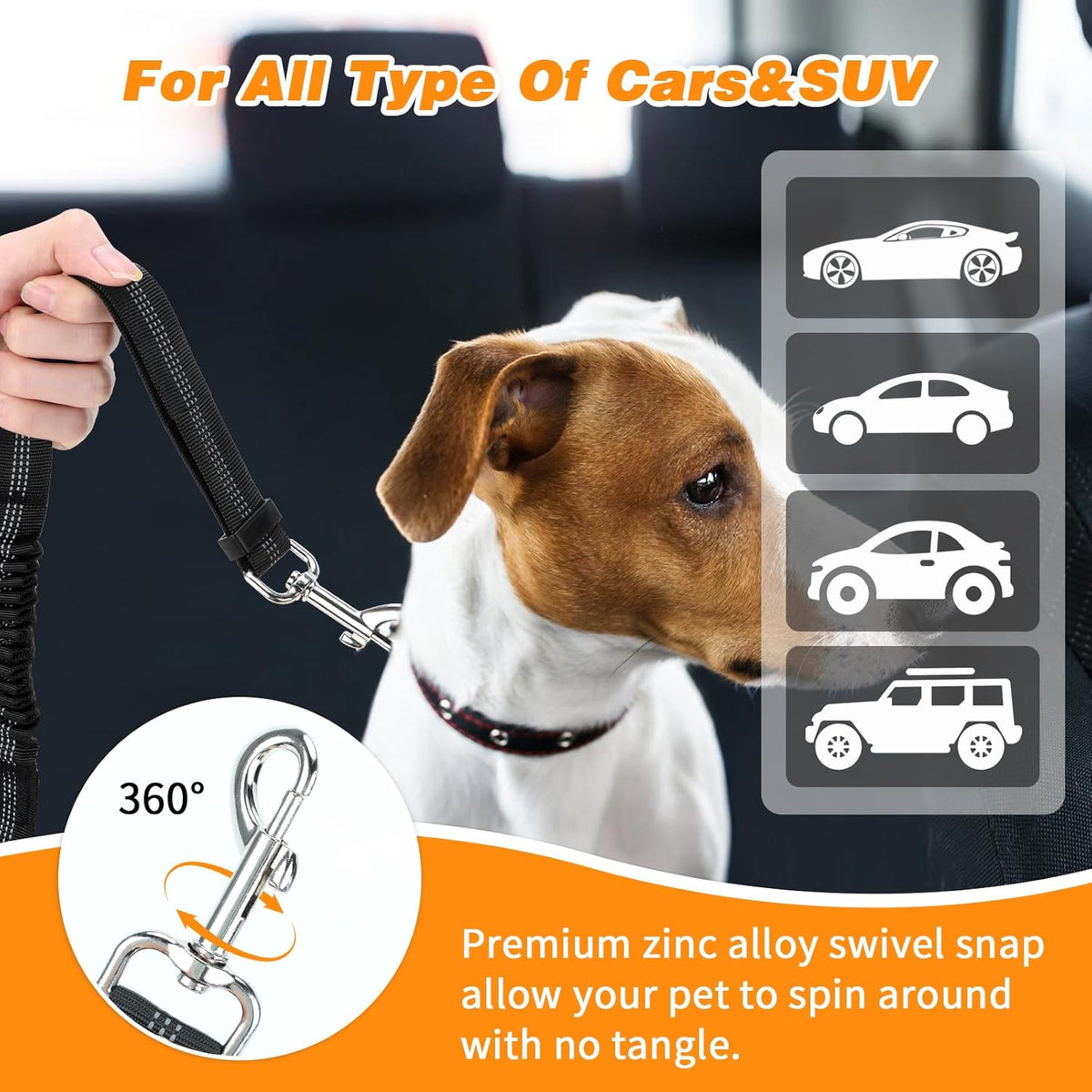 BWOGUE Double Dog Cat Seat Belts, Car Headrest Restraint Adjustable Travel Leash,Safety Elastic