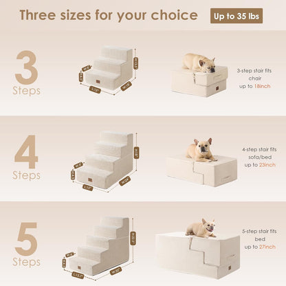 EHEYCIGA Dog Stairs for Bed 18" H, 4-Step Dog Steps for High Bed, Pet Steps for Small Dogs and