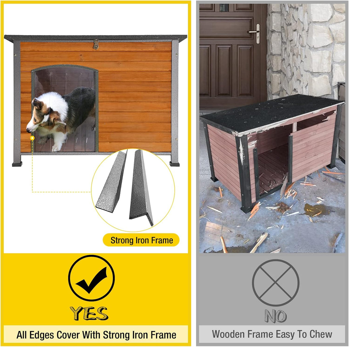 Aivituvin Dog House Outdoor & Indoor Wooden Dog Kennel for Winter with Raised Feet Weatherproof for