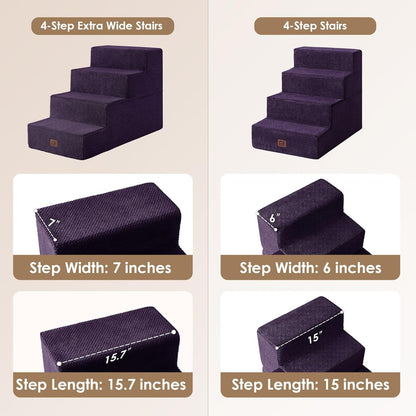 EHEYCIGA Dog Stairs for Bed 20" H, 4-Step Extra Wide Dog Steps for High Bed, Pet Steps for Small