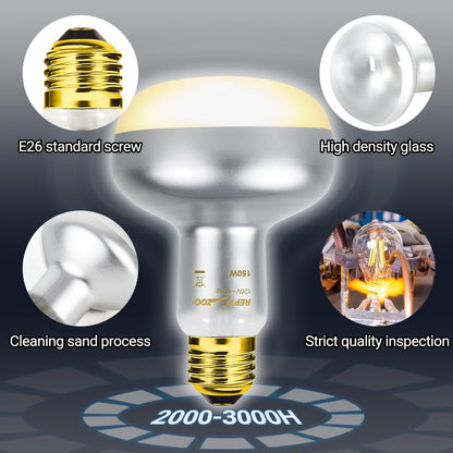 REPTI ZOO 2 Pack Heat Lamp 150W, Intense Basking Spot Simulated Natural Sunlight Heating Lamp Bulb
