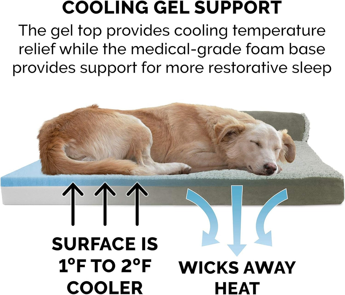 Furhaven Cooling Gel Dog Bed for Medium/Small Dogs w/ Removable Bolsters & Washable Cover, For Dogs