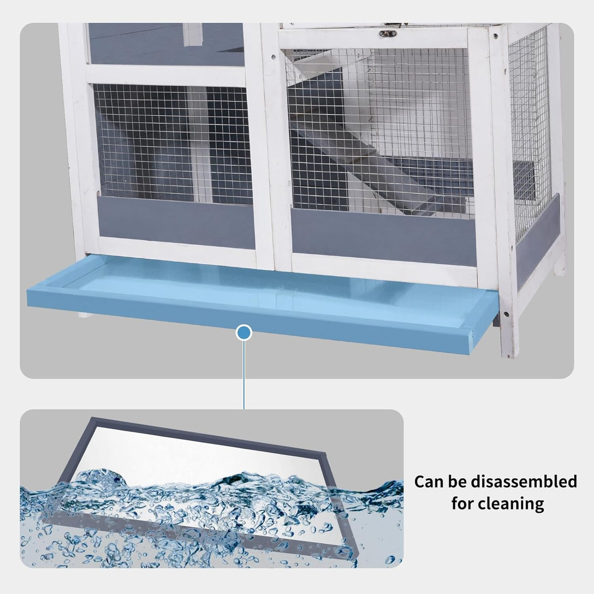 2-Story Guinea Pig Cages Wooden Indoor Rabbit Hutch Hamster Cage with Openable Roofs, Removable