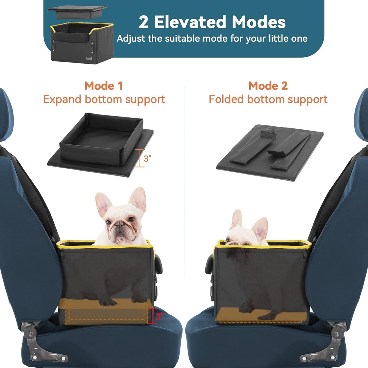 PETSFIT Small Dog Car Seat, Patent Safety Buckles Car Seat for Dogs, Puppy Car Seat with Safety