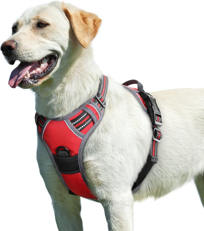 Eagloo Dog Harness for Large Dogs, No Pull Service Vest with Reflective Strips and Control Handle