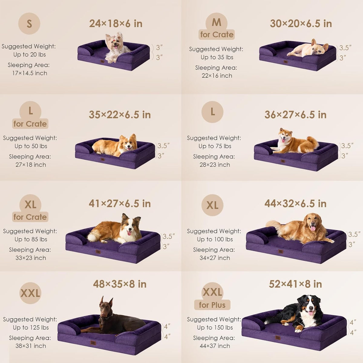 EHEYCIGA Orthopedic Dog Bed for Medium Dogs, Waterproof Memory Foam Medium Dog Beds with Sides