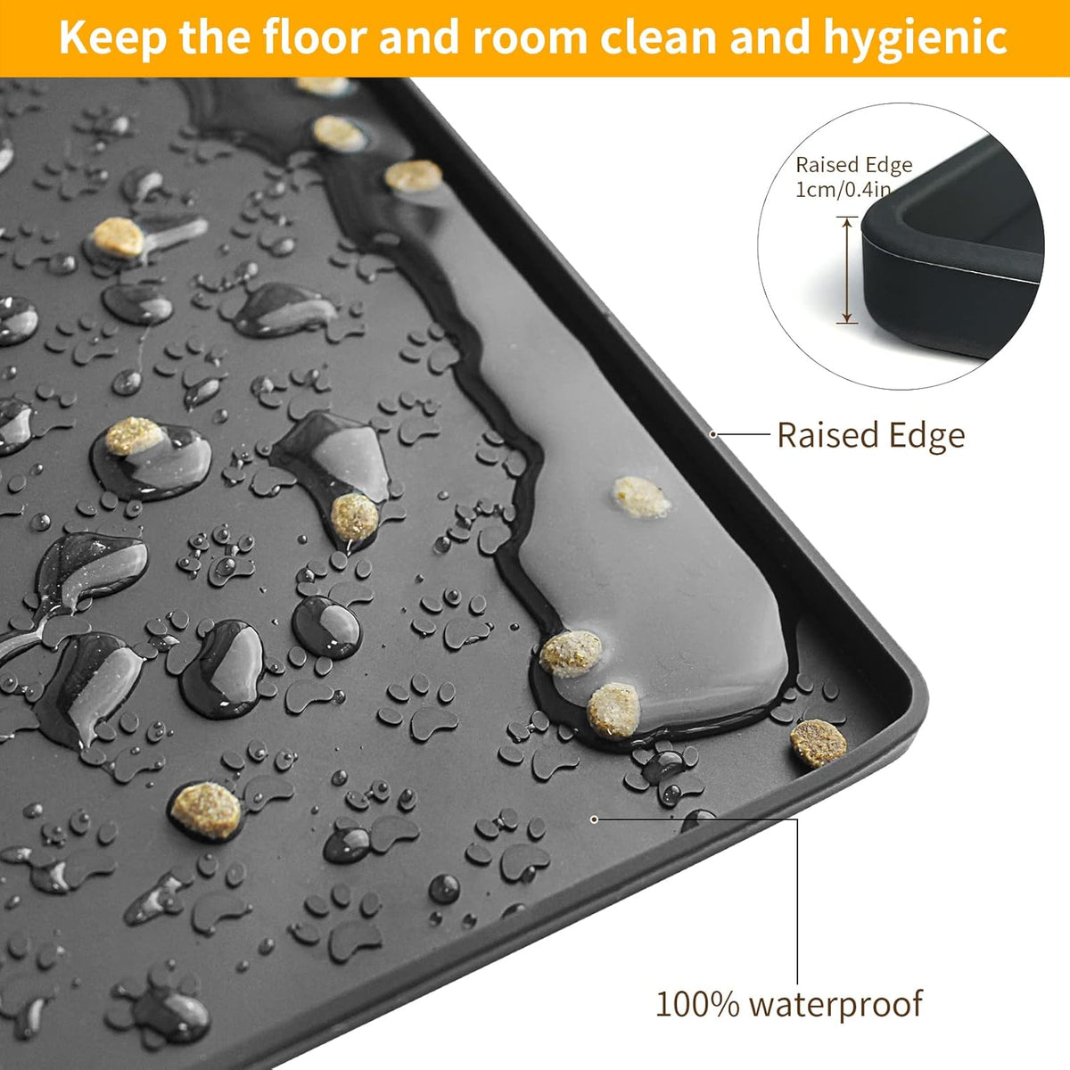 Ptlom Pet Placemat for Dog and Cat, Mat for Prevent Food and Water Overflow, Suitable for Small