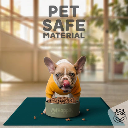 Dog Food Mat - 28x18 Raised Edges Dogs Mat for Food and Water Prevent Spill, Waterproof Cat Food