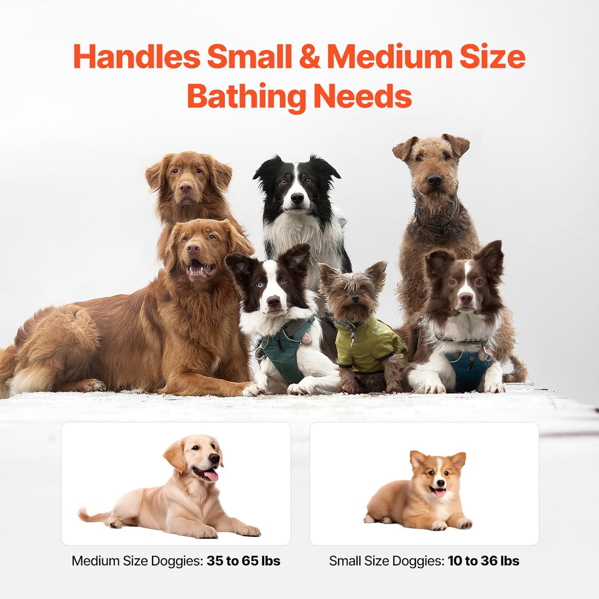 VEVOR Portable Dog Bathtub, Elevated & Foldable Space-saving Pet Shower Station with Quick