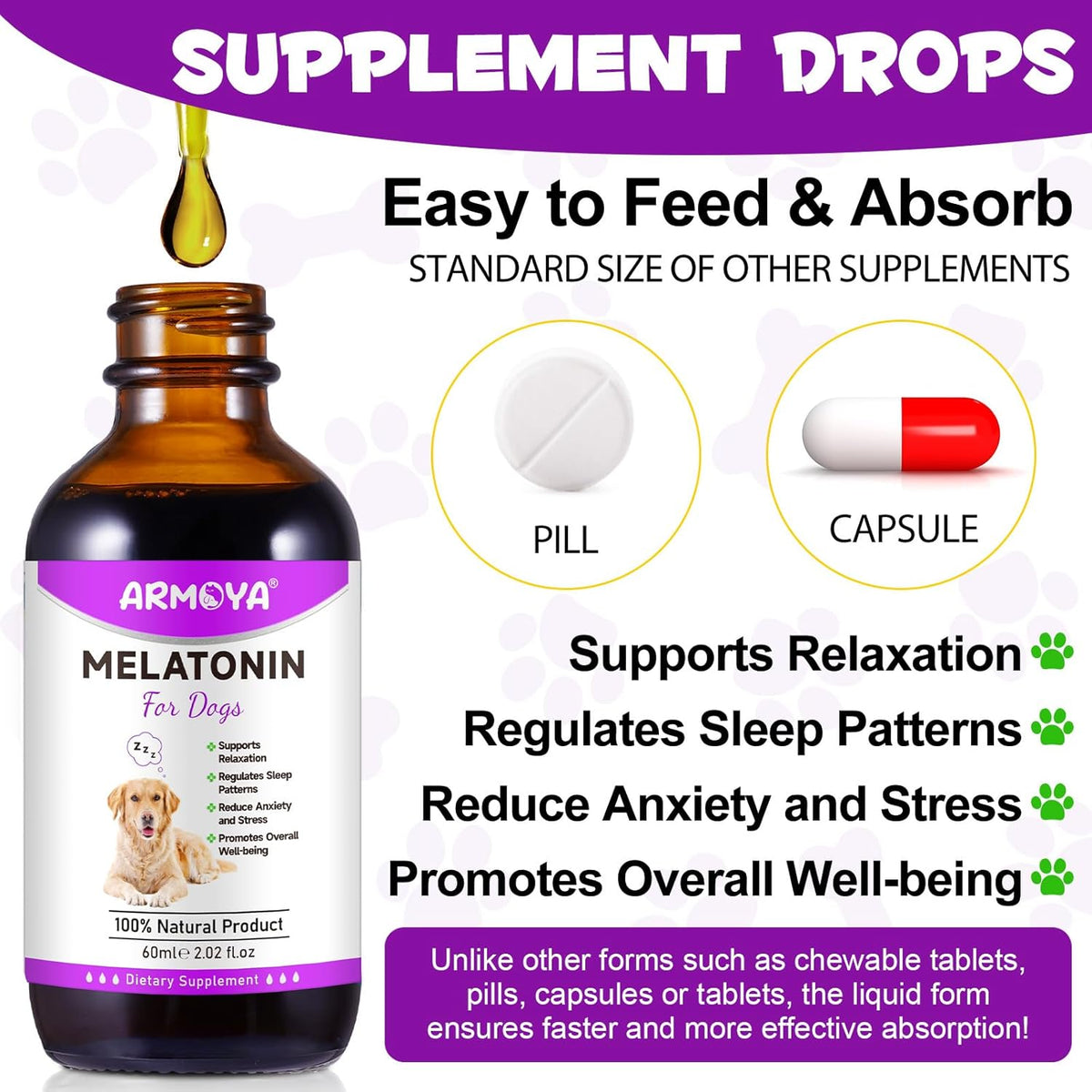 Dog Melatonin - Melatonin for Dogs - Dog Melatonin for Small Dogs - Cat Melatonin - Anxiety &