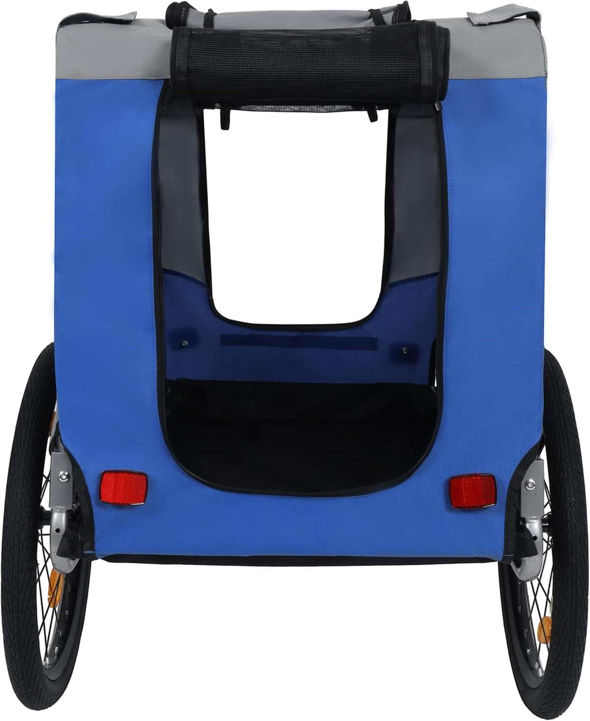 Blue-Grey Large Folding Bike Trailer for Dogs – Heavy-Duty Steel Frame, 66LB Capacity Pet Carrier