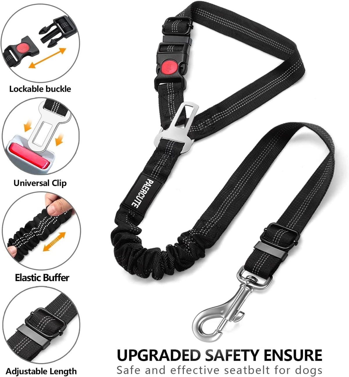 2 Piece Set Retractable Dog Car Seatbelts - Adjustable Pet Seat Belt for Vehicle Headrest Restraint