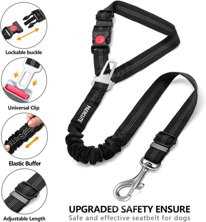 2 Piece Set Retractable Dog Car Seatbelts - Adjustable Pet Seat Belt for Vehicle Headrest Restraint