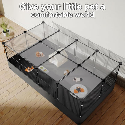 Tresbro Guinea Pig Cage with Top Cover & 12 Panels, Triple Fixing Measures Small Animal Playpen