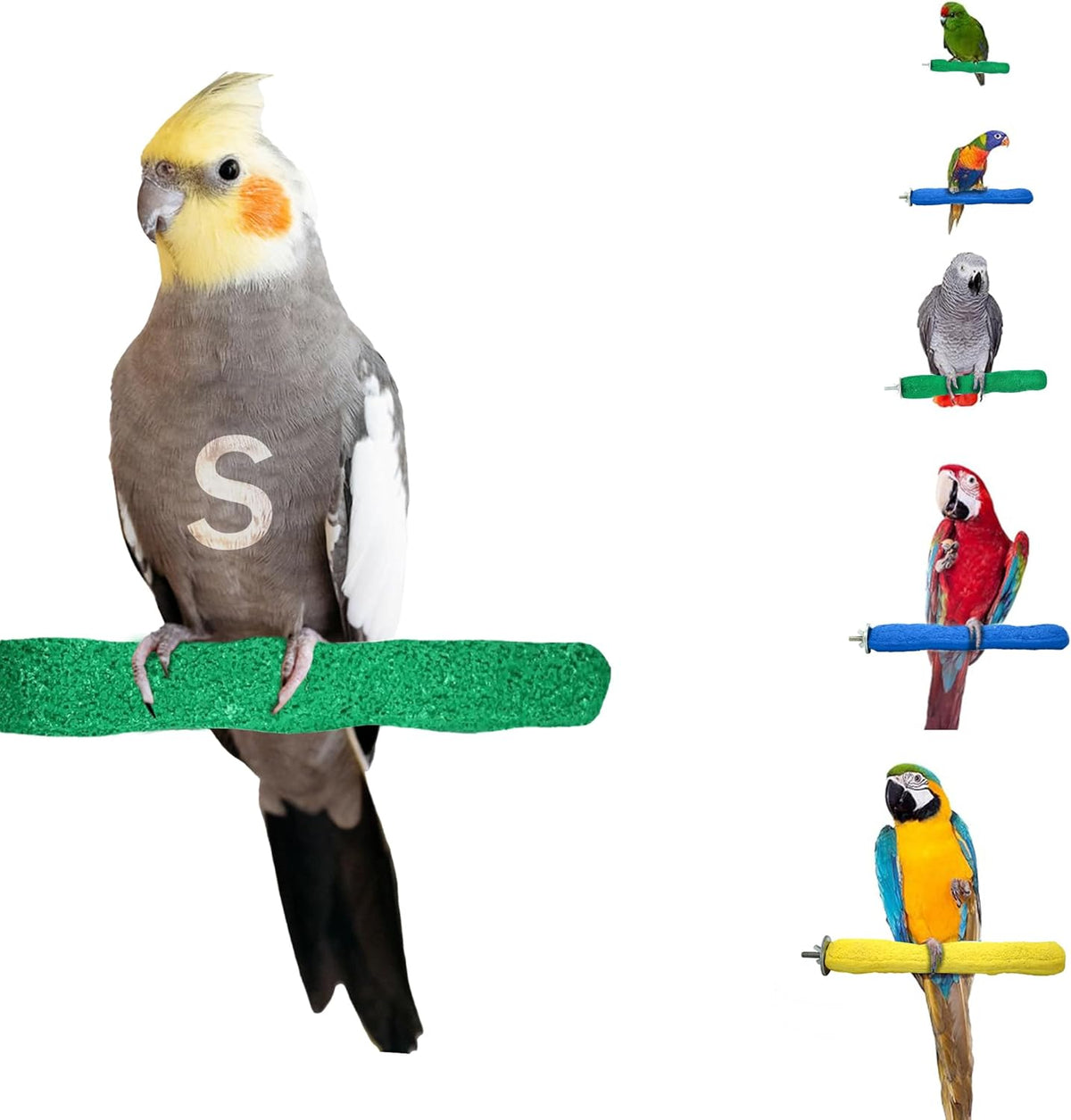 Comfort Grip Safety Perch for Bird Cages - Pedicure Perch for Birds to Keep Nails and Beaks in Top