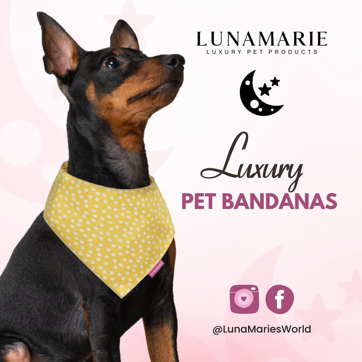 LunaMarie - Luxury Dog Bandanas - Puppy Bandanas Cat Accessories | Premium & Silky Fabric | 100%